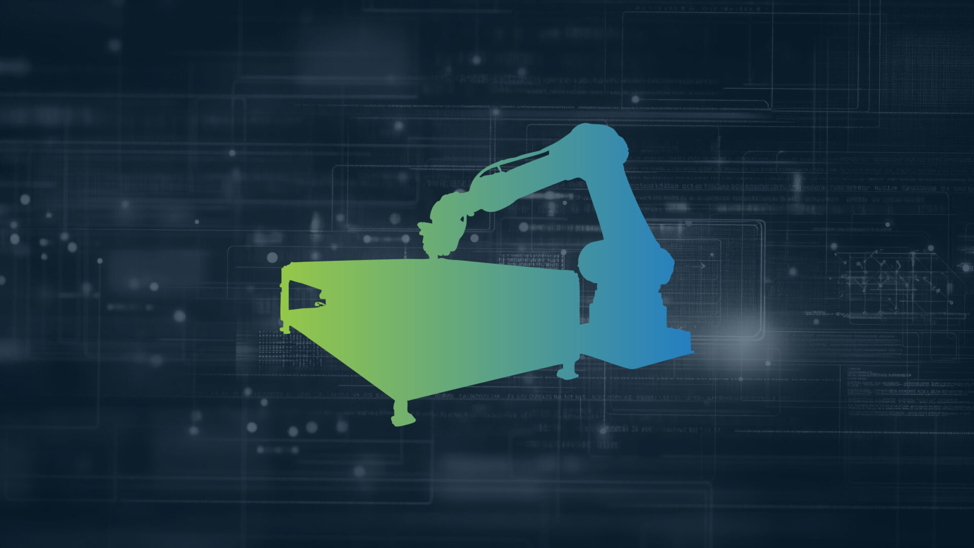 Umriss eines Industrieroboterarms in einer modernen Fabrik