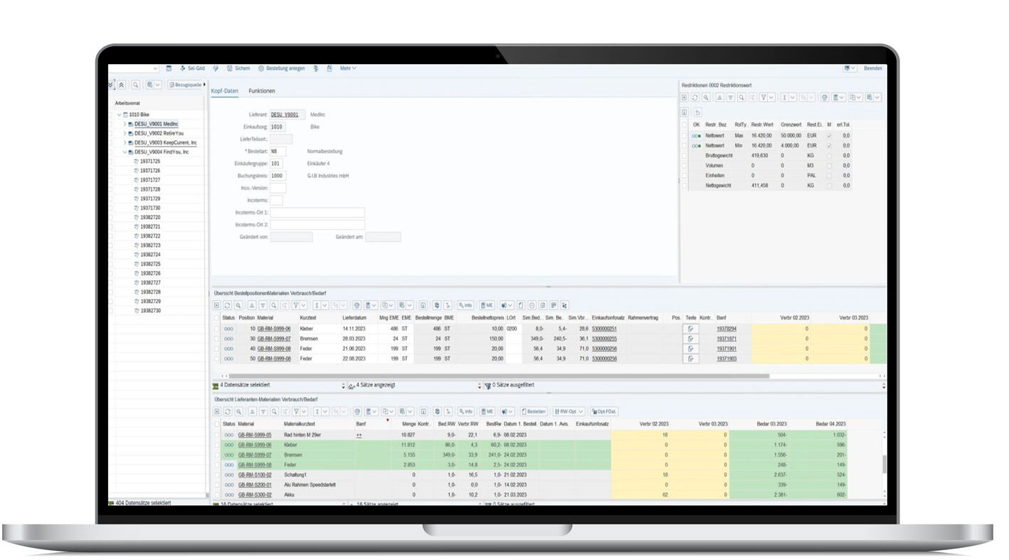Figure 4 on the page "GIB Suite for SAP ECC 6.0": Shows a screen with a dashboard from the GIB Suite for SAP ECC 6.0.