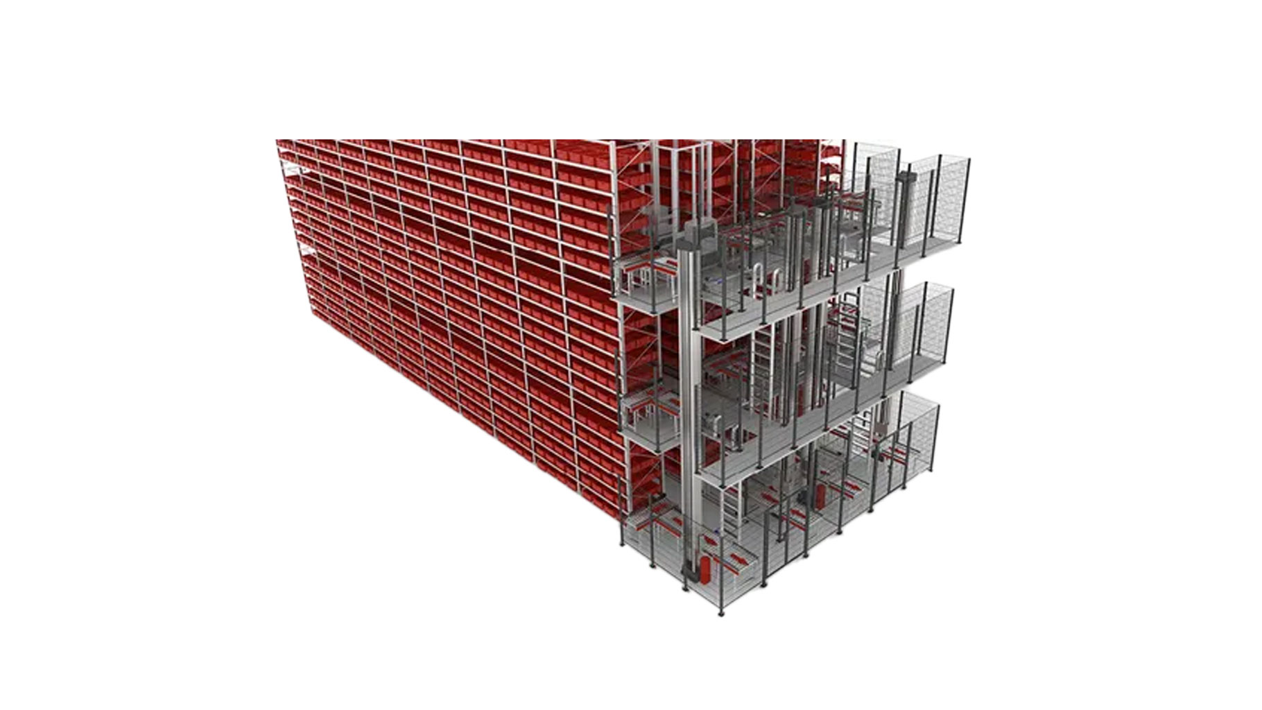 Das Bild zeigt ein Multi-Level-Shuttle mit 5 Ebenen pro Shuttle.