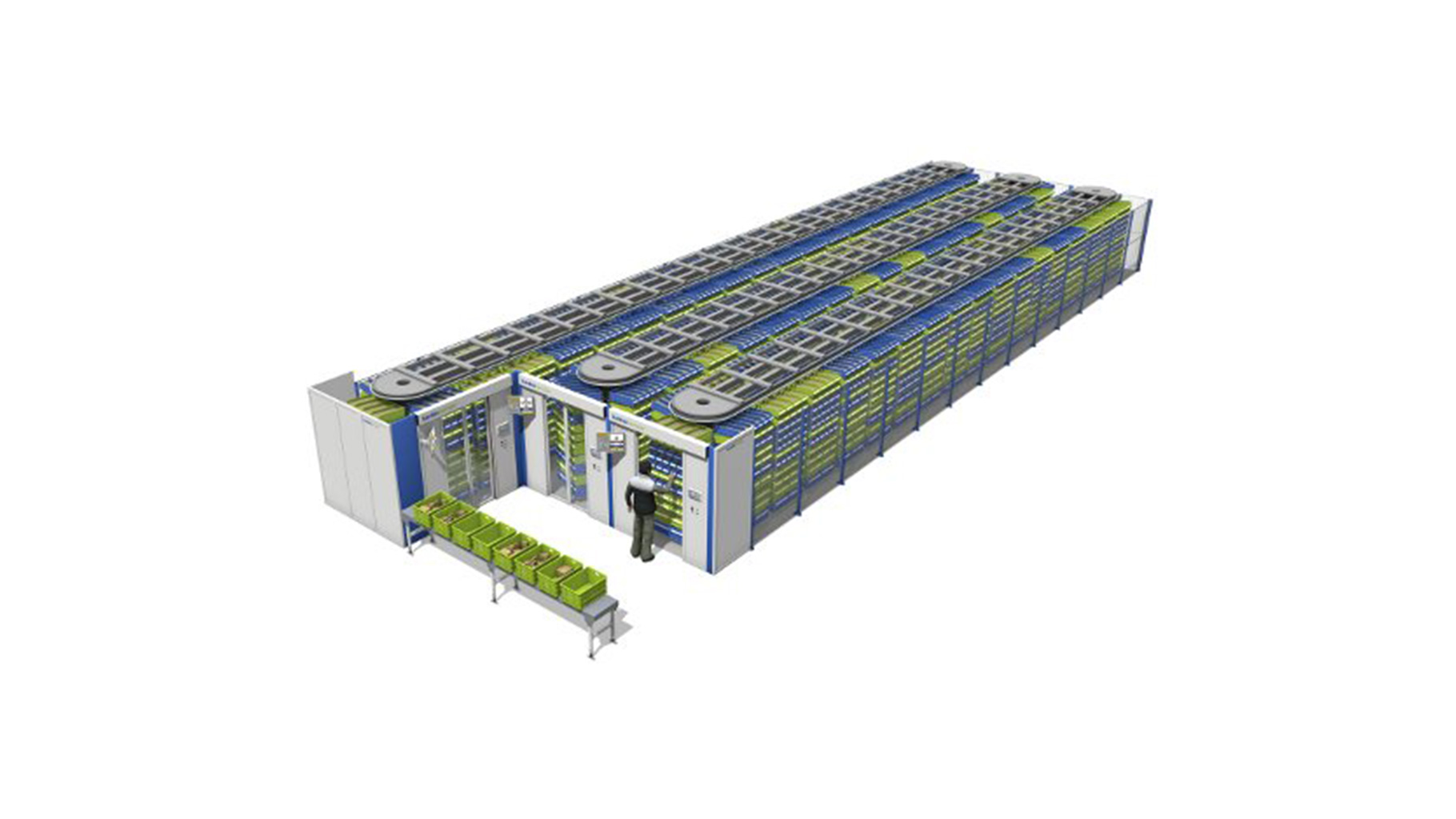 Das Bild zeigt ein Horizontales Umlaufregal mit drei Kreisläufen.