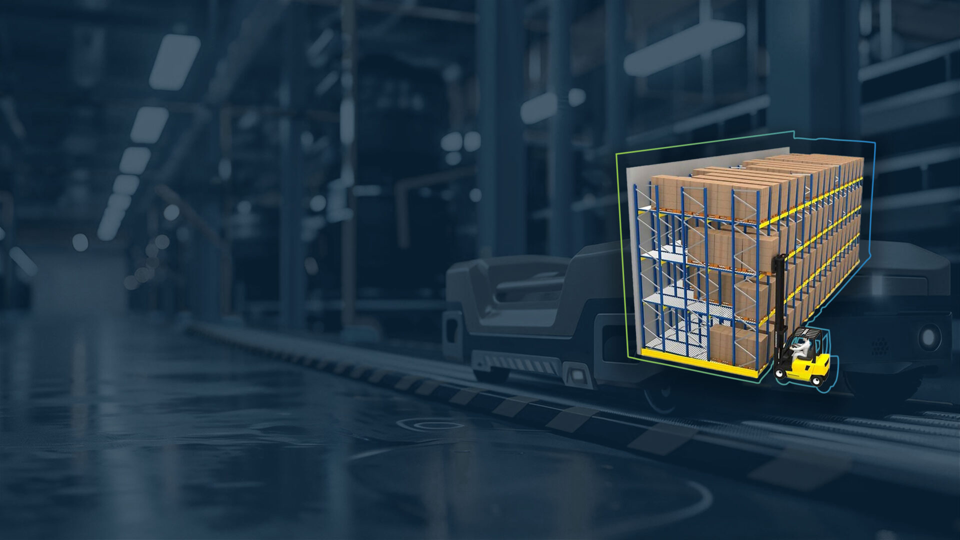 Das Bild zeigt ein Automatisches Einschubregal mit Palettenshuttle.