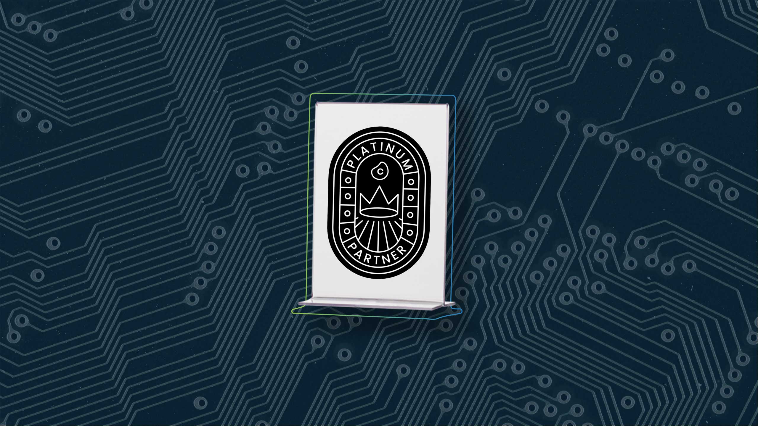 Das Vorschaubild zeigt einen Aufsteller mit den Celonis Partner Logo zur Platinum Partnerschaft.